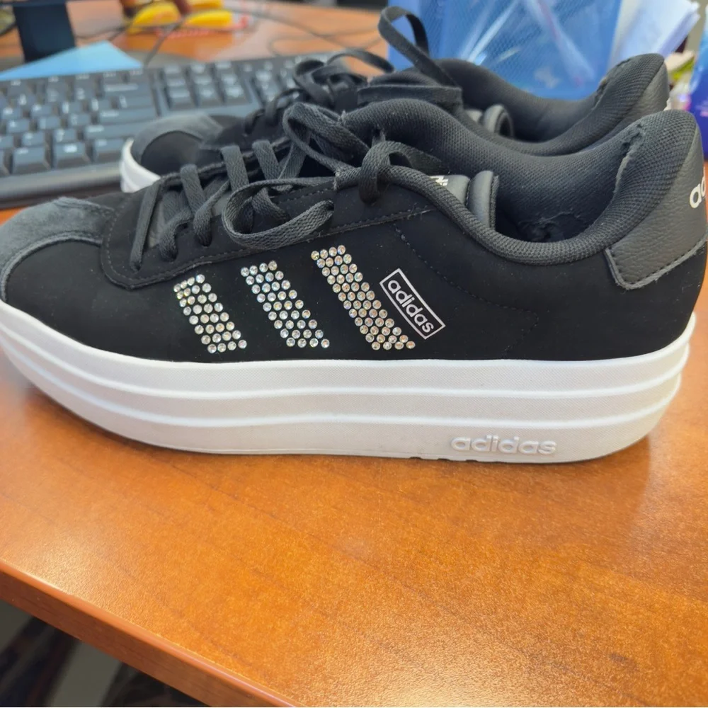 Adidas Black Sneakers‎ with Sparkling Accents size 8